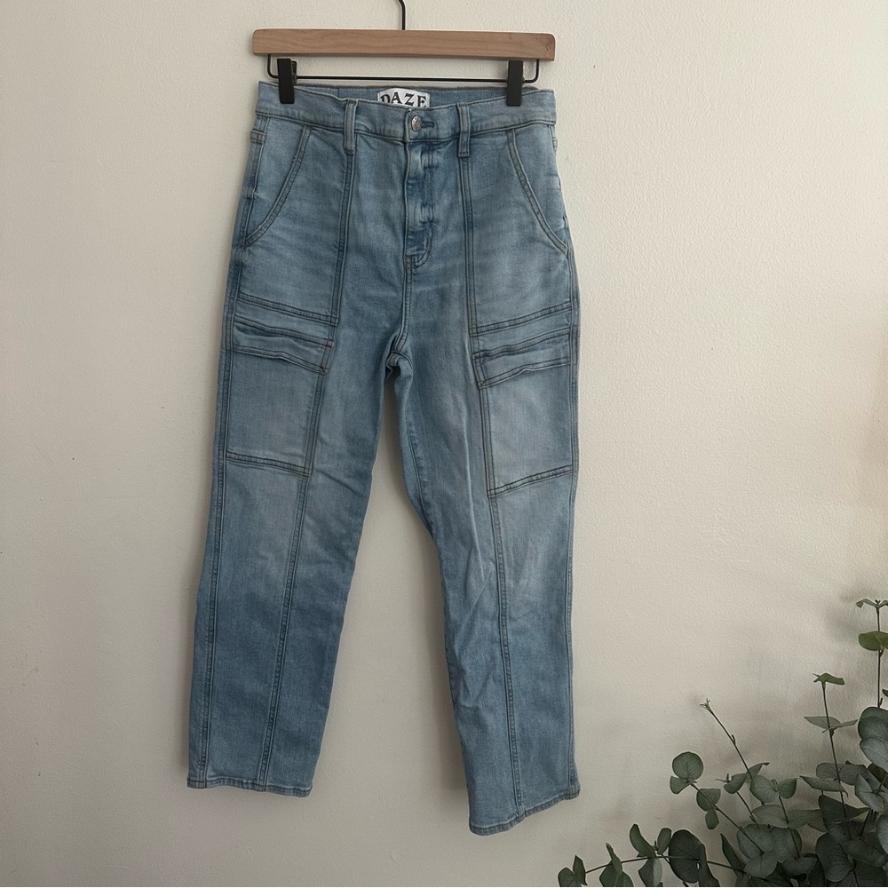 Casual Blue Straight Leg Jeans